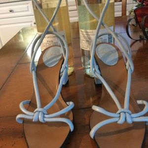 ATP Atelier Andria Lace Up Ankle Wrap Sandals Vero Cucio Lt Blue sz 37-US 7 NEW